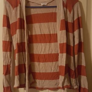 Kids Cardigan, Orange and Tan Stripped